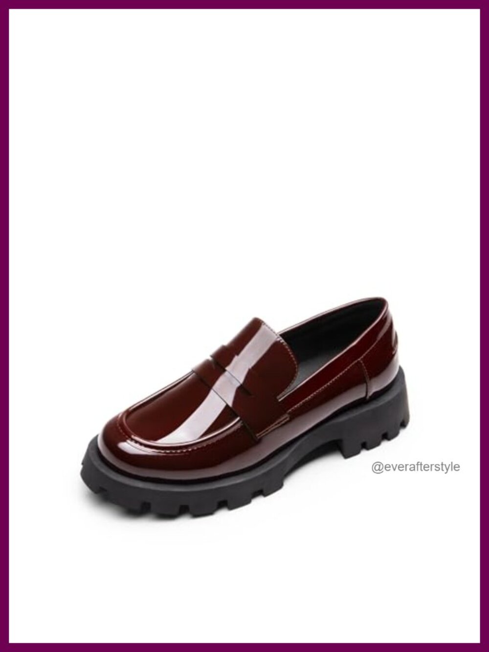 Womens Platform Chunky Penny Loafers Faux Leather Slip-On Lug Sole Business